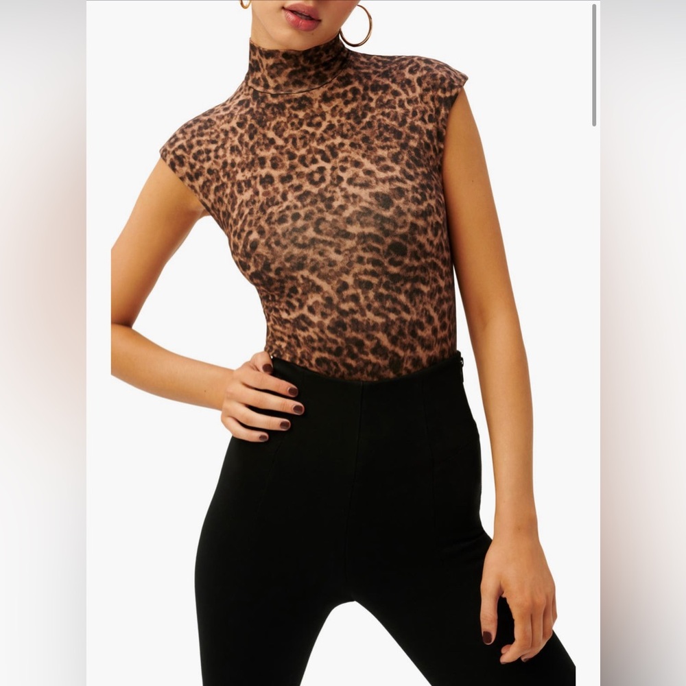 Good American | Leopard Mock Neck Bodysuit